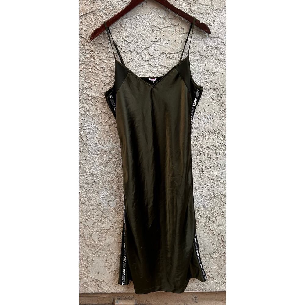 Vintage Juicy Couture Satin Slip Dress Olive Green Size Medium